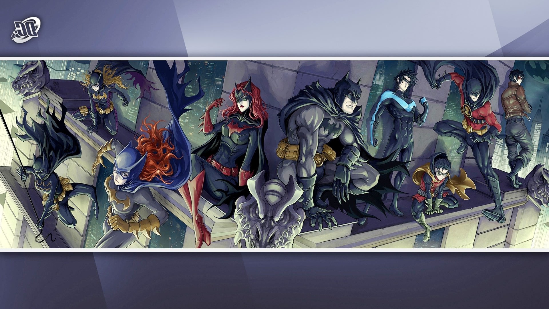 DC Comics, Batman, Nightwing, Batgirl, Batwoman, Red Robin, Red Hood, Robin III Wallpaper