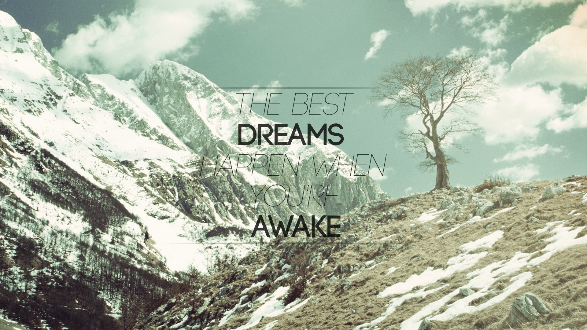 motivational, Mountain, Snow, Awake, Typography Wallpaper