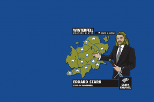 Ned Stark, Game Of Thrones, Winterfell, House Stark, Humor, Blue Background