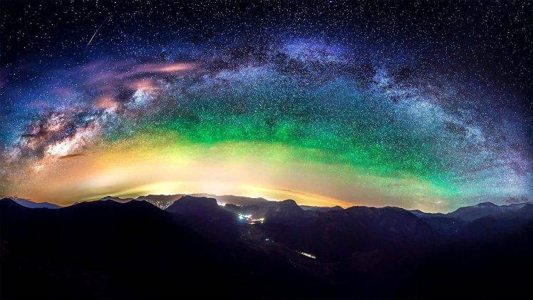 space, Stars, Mountain, Night HD Wallpaper Desktop Background