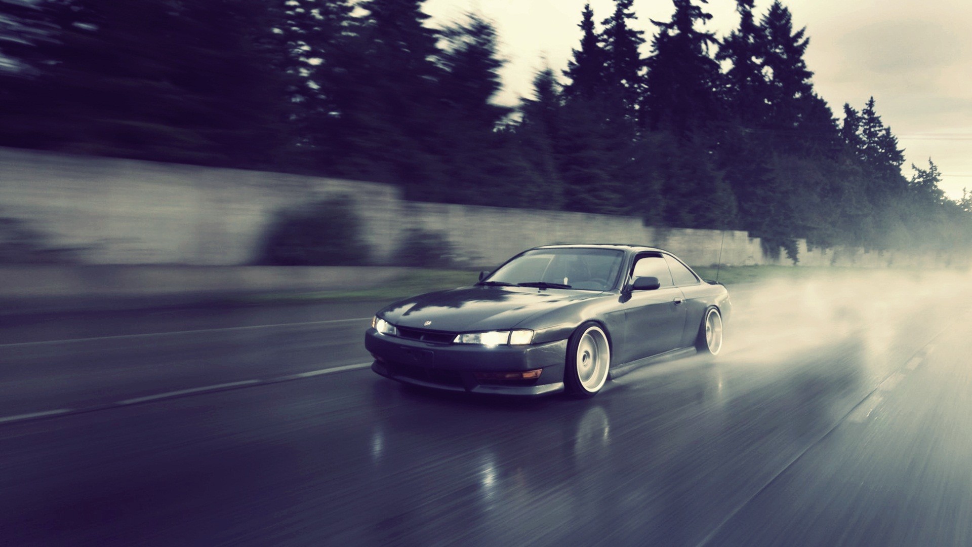 car, Road, Wet, Nissan Silvia S14, Silvia, Nissan Wallpaper