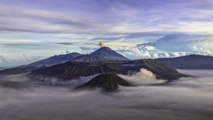 nature, Landscape, Indonesia, Volcano, Clouds, Mist HD Wallpaper Desktop Background