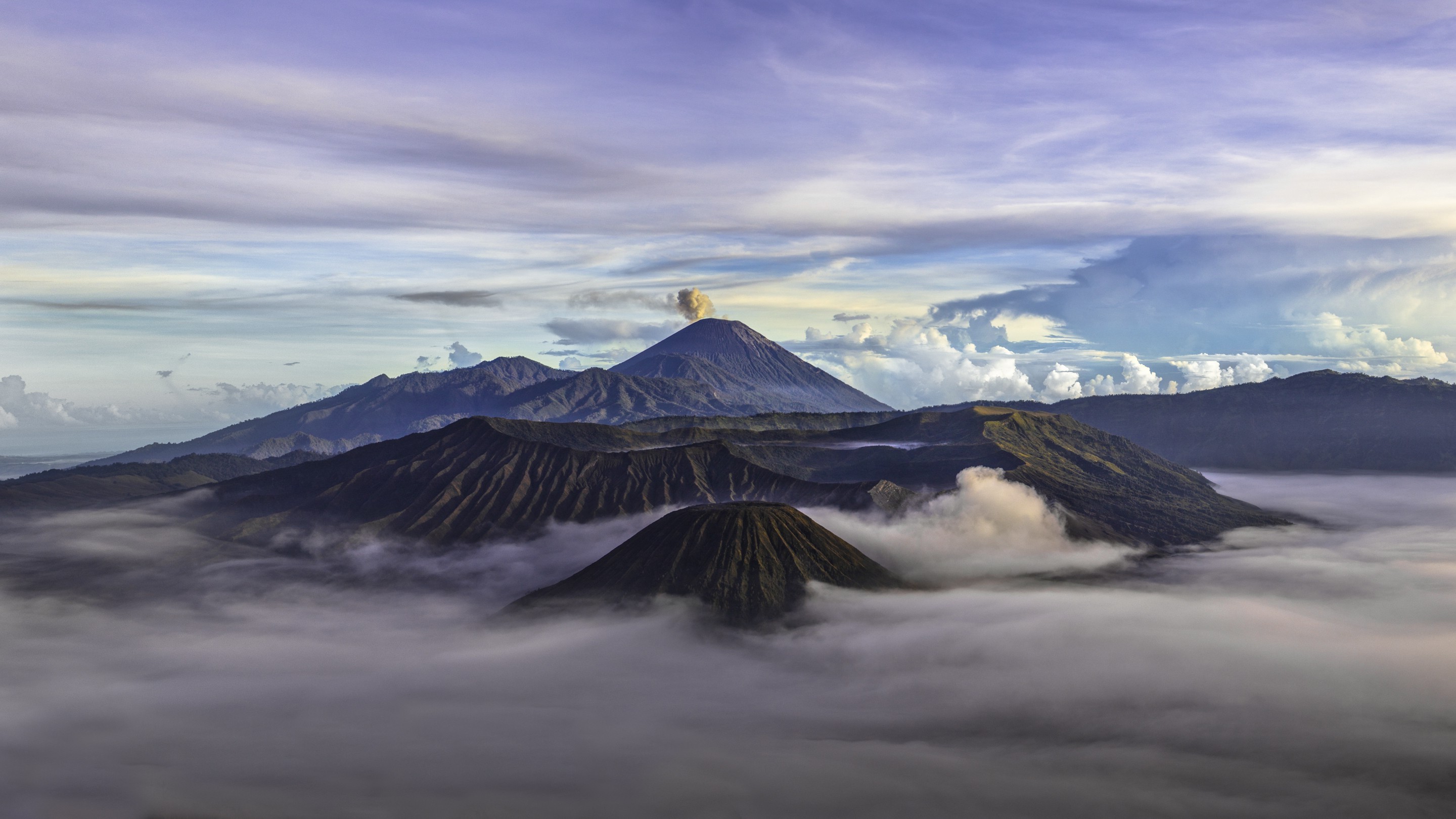 nature, Landscape, Indonesia, Volcano, Clouds, Mist Wallpaper