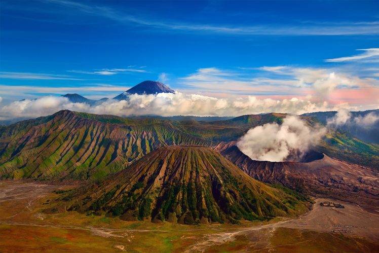 nature, Landscape, Indonesia, Volcano, Clouds HD Wallpaper Desktop Background