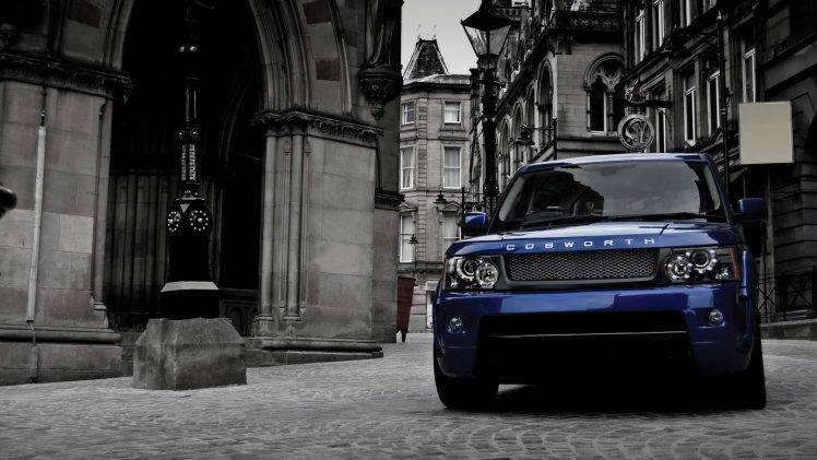 Range Rover, Car, SUV, Blue Cars, Selective Coloring HD Wallpaper Desktop Background