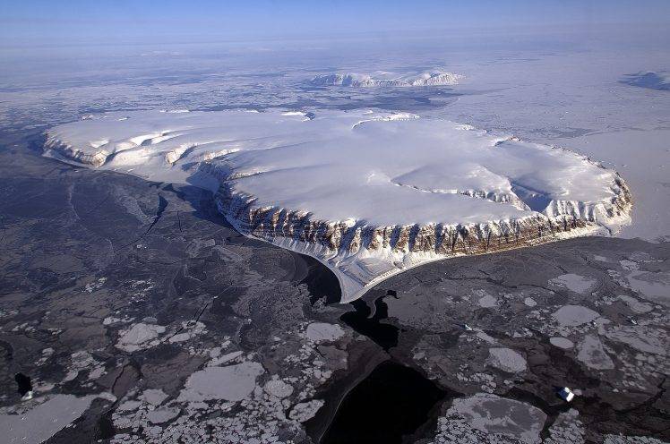 nature, Landscape, Winter, Snow, Clouds, Rock, Ice, Aerial View, Glaciers, Greenland HD Wallpaper Desktop Background
