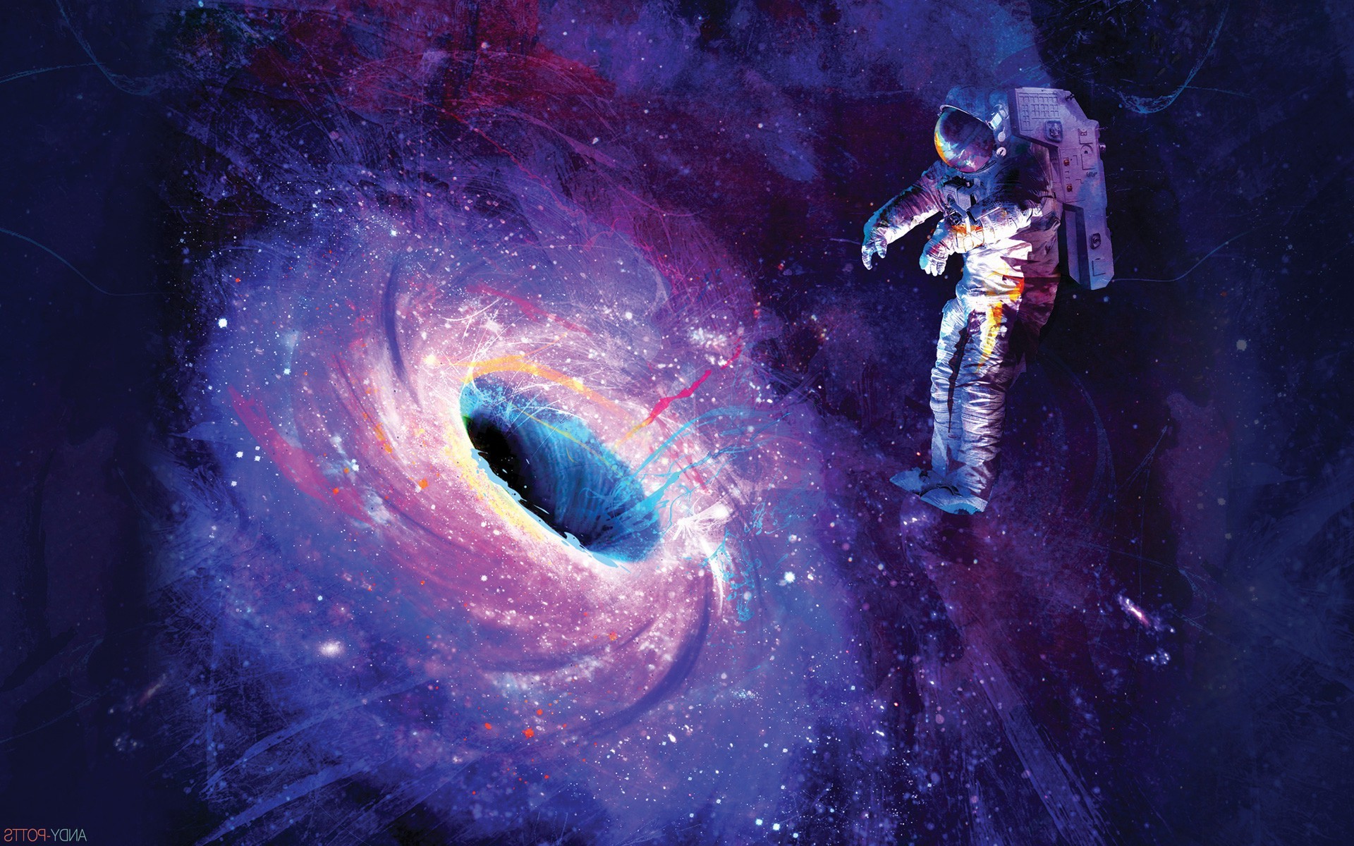 artwork, Space, Astronaut, Space Art, Stars, Black Holes