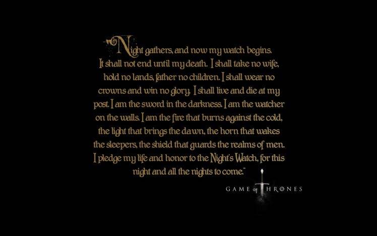 Game Of Thrones, Quote, Nights Watch HD Wallpaper Desktop Background