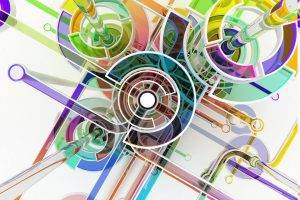 digital Art, Abstract, Circle, Colorful, 3D, Lines, White Background