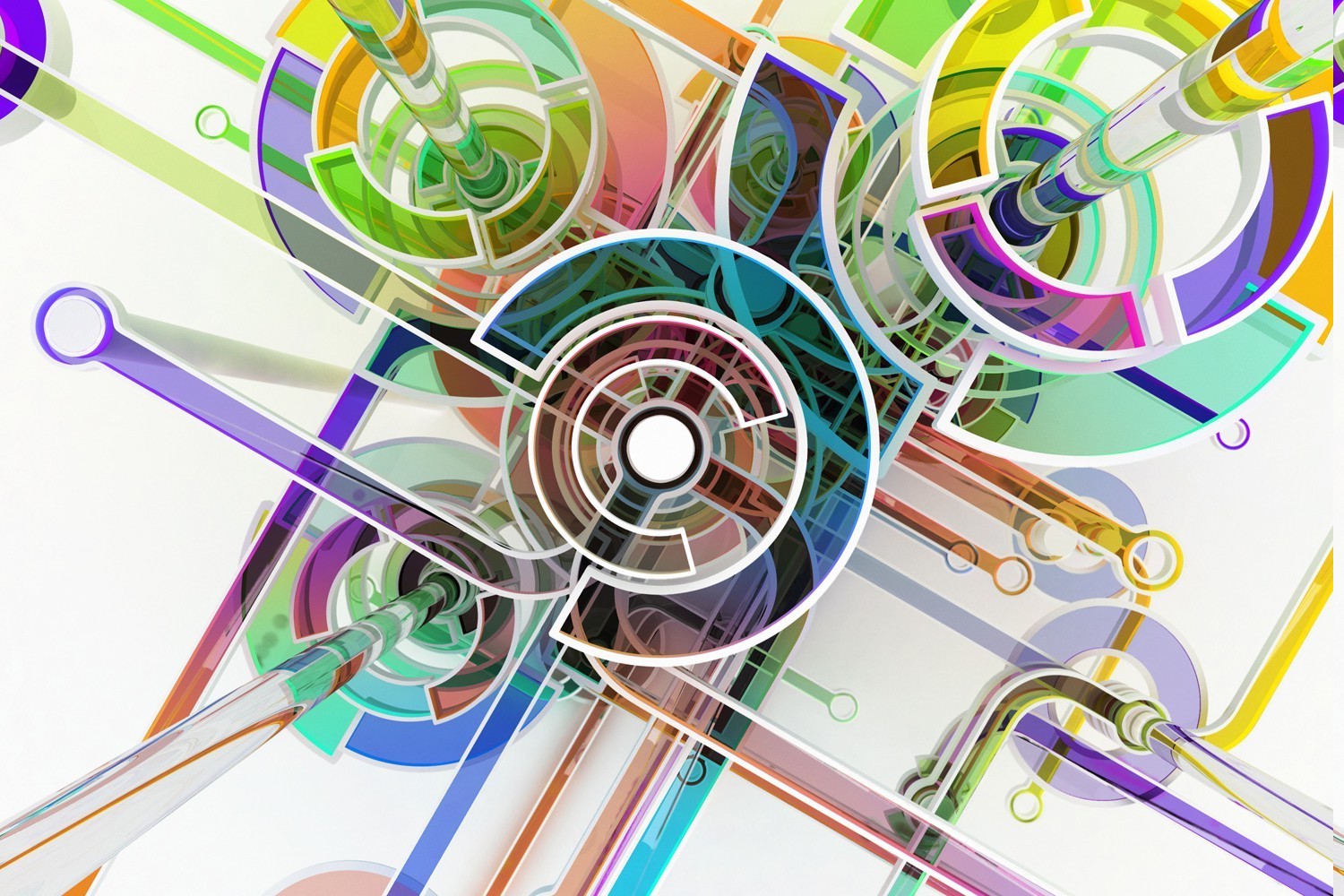 digital Art, Abstract, Circle, Colorful, 3D, Lines, White Background Wallpaper