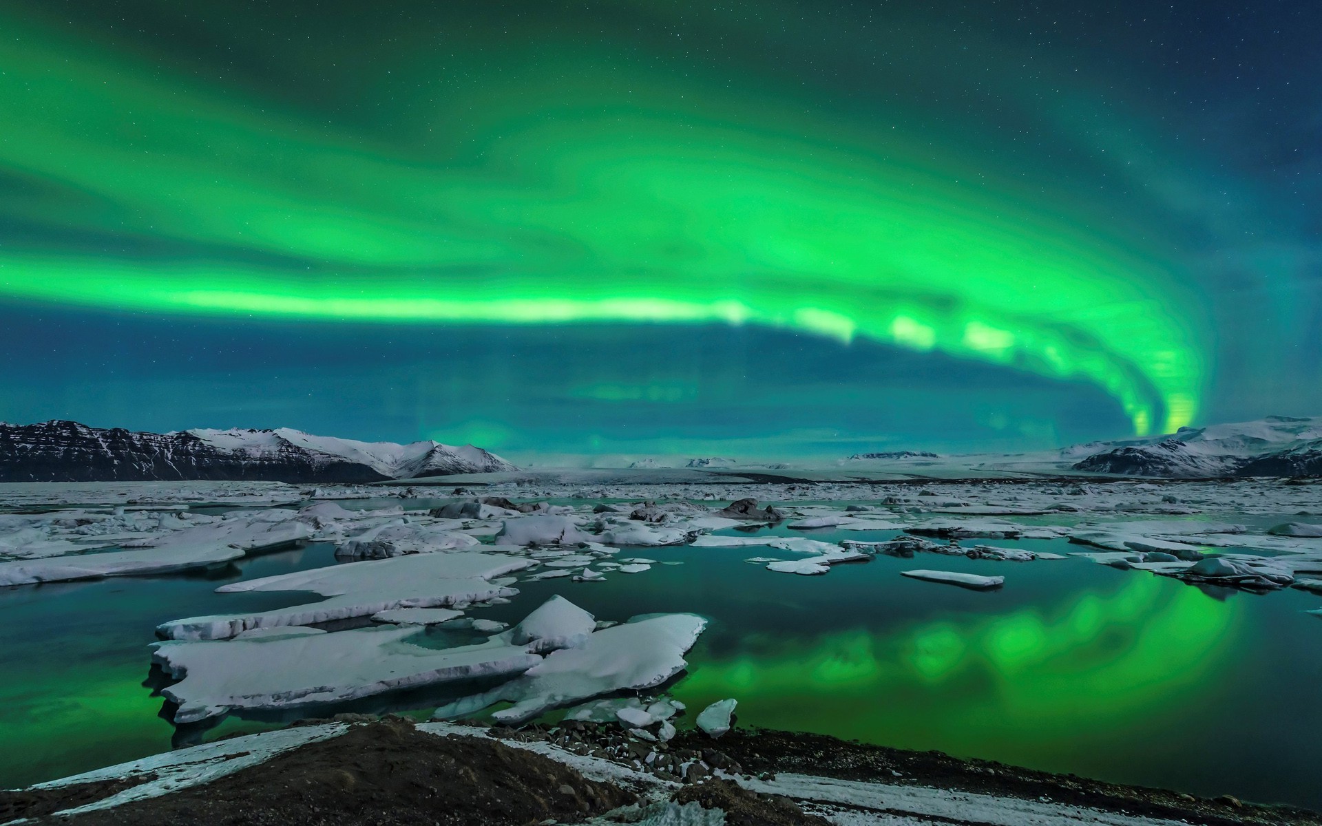 aurorae, Landscape, Ice, Iceland Wallpaper
