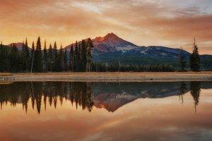 nature, Landscape, Mountain, Water, Clouds, Trees, Forest, Lake, Reflection, Sunset