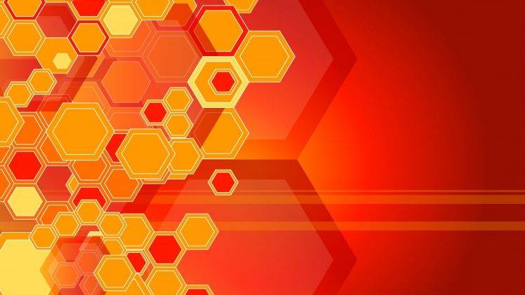 abstract, Pattern, Digital Art, Geometry, Orange, Hexagon, Artwork HD Wallpaper Desktop Background