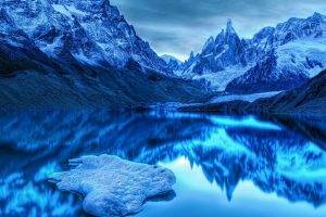 landscape, Mountain, Lake, Snow, Ice