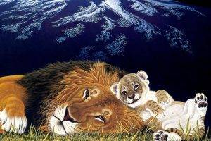 artwork, Animals, Baby Animals, Lion