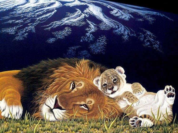 artwork, Animals, Baby Animals, Lion HD Wallpaper Desktop Background