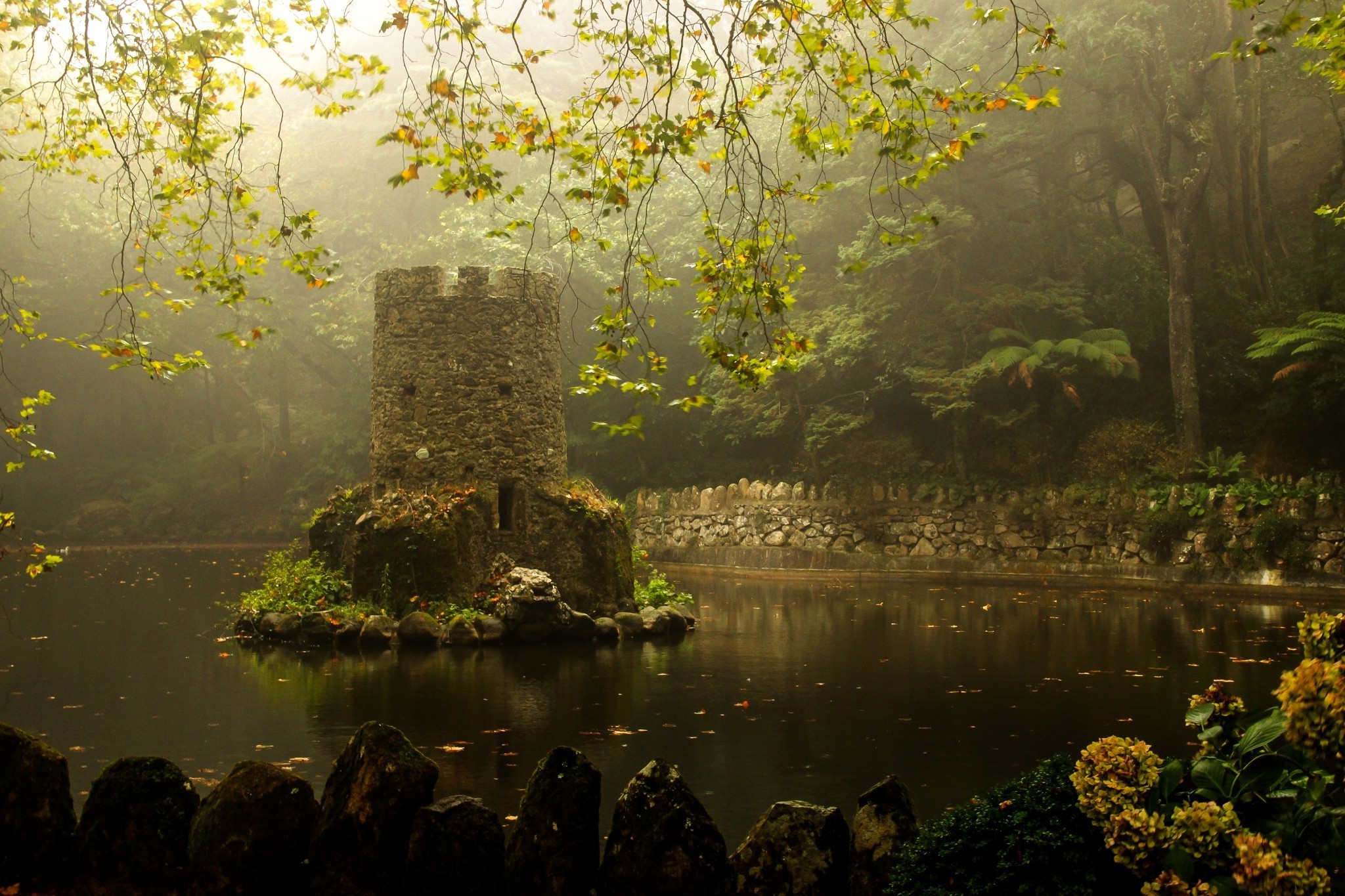 lake, Nature, Forest, Trees, Tower Wallpaper