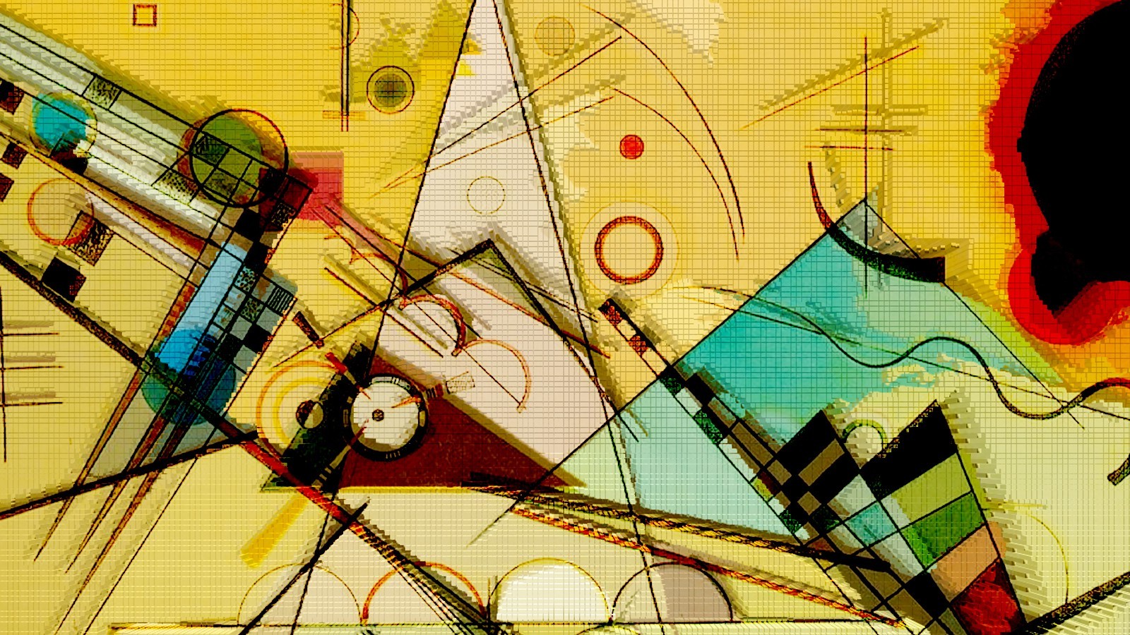 Wassily Kandinsky, Painting, Abstract, Circle, Triangle, Geometry, Classic Art Wallpaper
