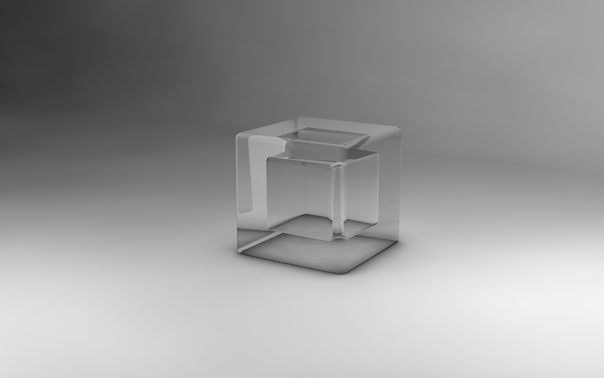 minimalism, Digital Art, Simple Background, 3D, Cube, Glass, Artwork