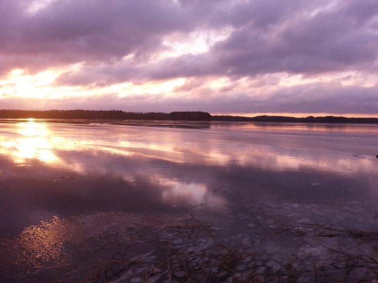 nature, Landscape, Sunset, Reflection, Water, Calm, Lake, Clouds, Pink HD Wallpaper Desktop Background