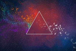 abstract, Triangle, Flowers, Pink Floyd, The Dark Side Of The Moon