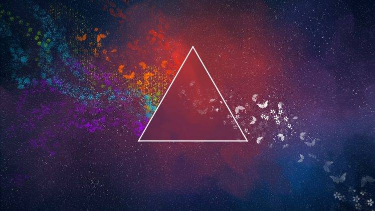 abstract, Triangle, Flowers, Pink Floyd, The Dark Side Of The Moon HD Wallpaper Desktop Background