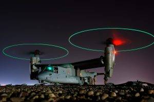 night, Lights, Stones, Long Exposure, Marines, Military Aircraft, CV 22 Osprey
