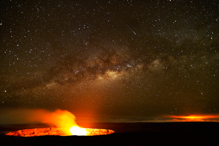 nature, Night, Stars, Lava, Volcano HD Wallpaper Desktop Background