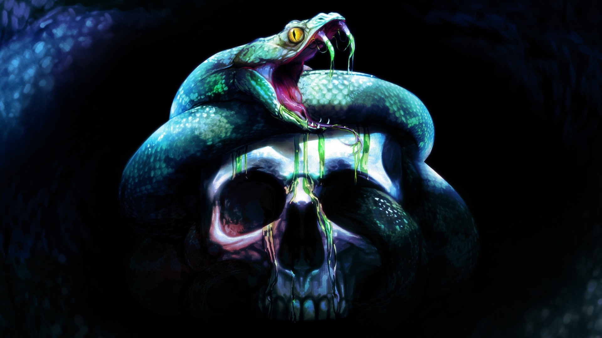digital Art, Skull, Teeth, Snake, Animals, Dark Wallpapers HD / Desktop and  Mobile Backgrounds