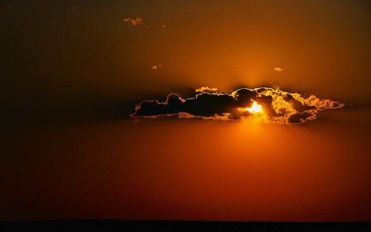minimalism, Clouds, Nature, Sun, Sunlight, Horizon, Orange, Silhouette HD Wallpaper Desktop Background