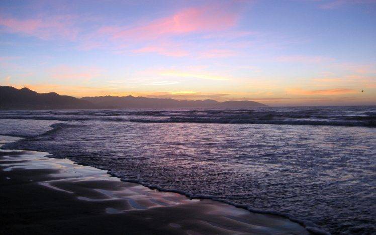 nature, Landscape, Beach, Sunset, Waves, Sea, Water, Coast HD Wallpaper Desktop Background