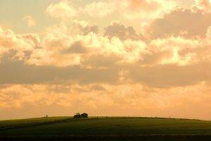 landscape, Clouds, Field