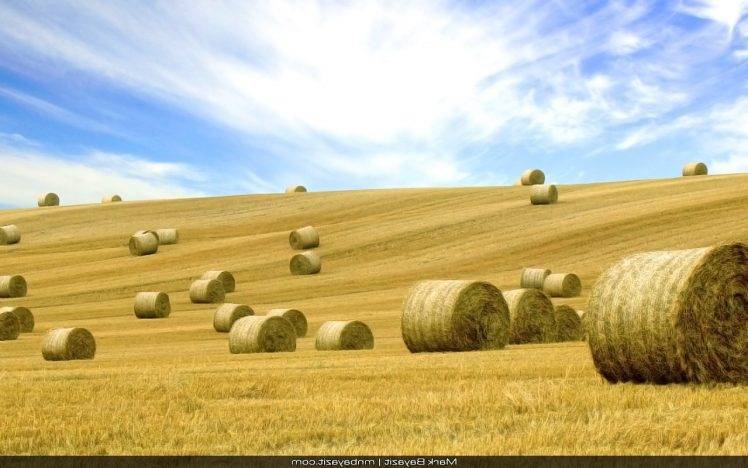 landscape, Haystacks, Field HD Wallpaper Desktop Background