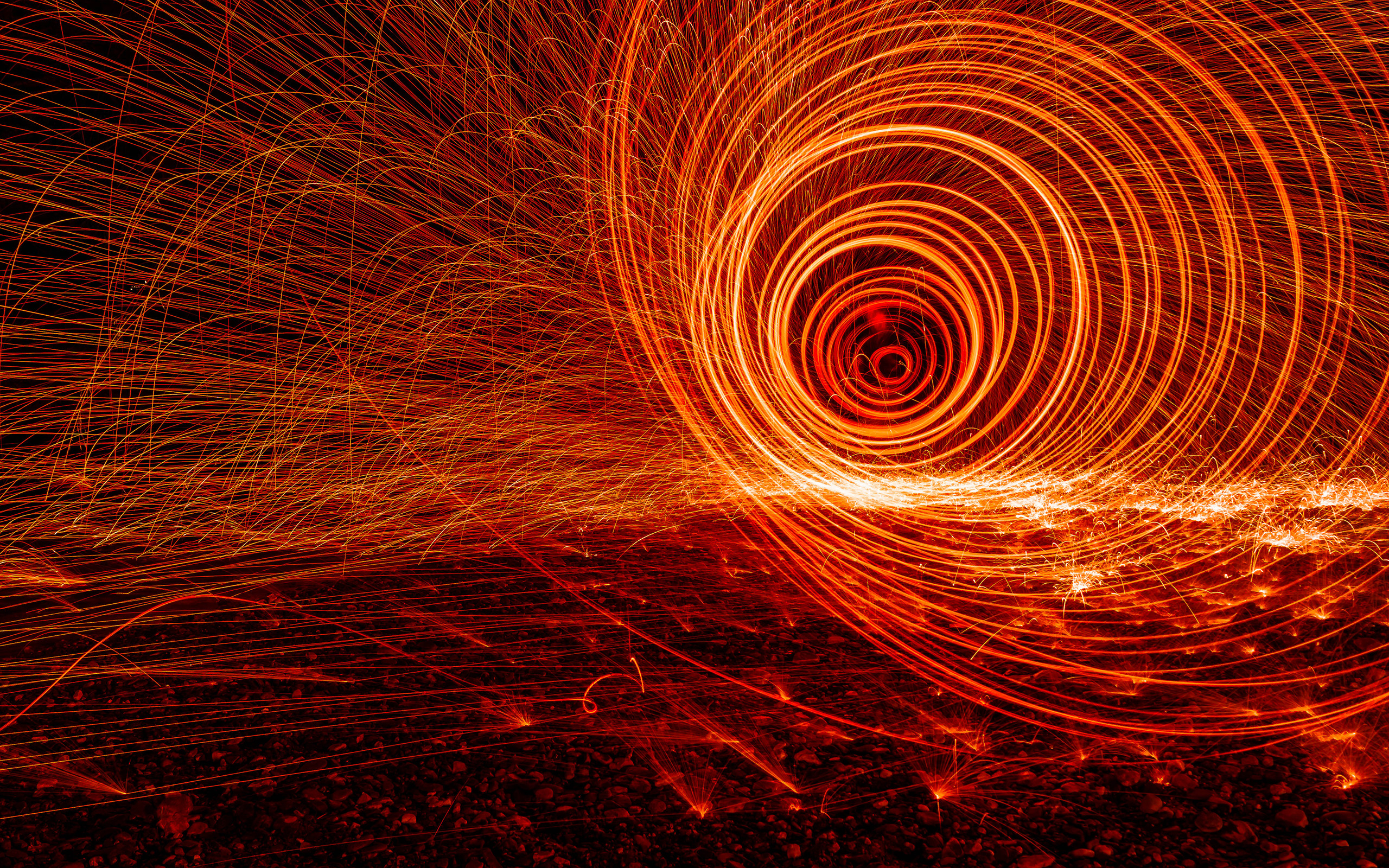 spiral, Vortex, Lights, Abstract, Long Exposure, Sparks
