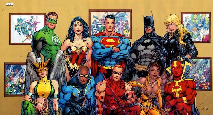 DC Comics, Superhero, Wonder Woman, Superman, Batman, Green Lantern, Hawkgirl, Red Arrow, Red Tornado, Vixen, Black Lightning, Black Canary HD Wallpaper Desktop Background