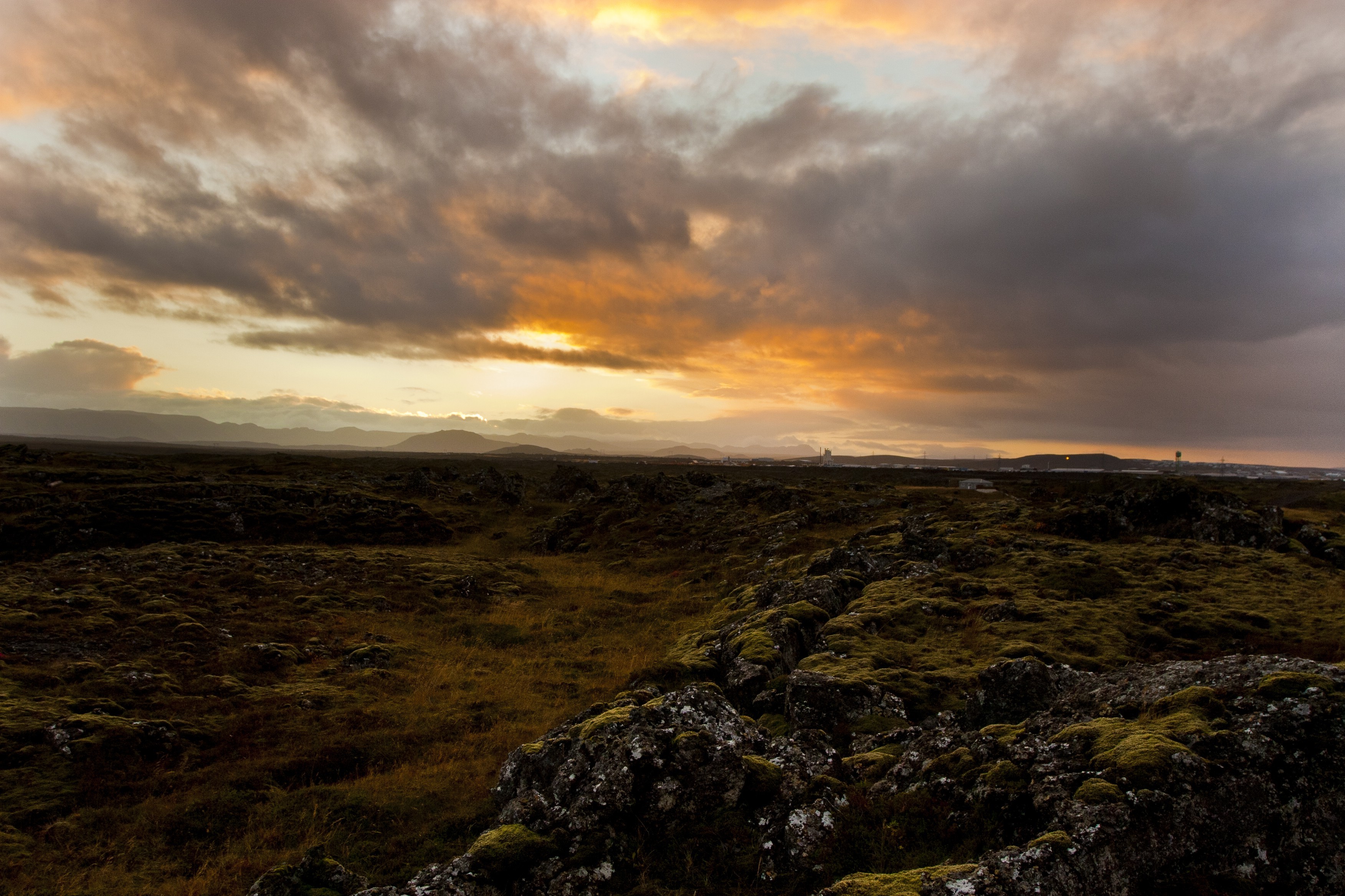 Iceland, Landscape, Nature, Field, Sunset, Clouds, Rock Wallpaper