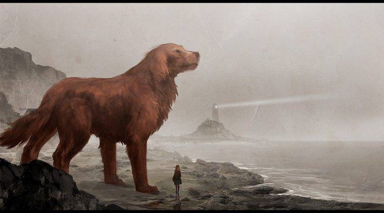 dog, Clifford The Big Red Dog, Beach, Lighthouse HD Wallpaper Desktop Background