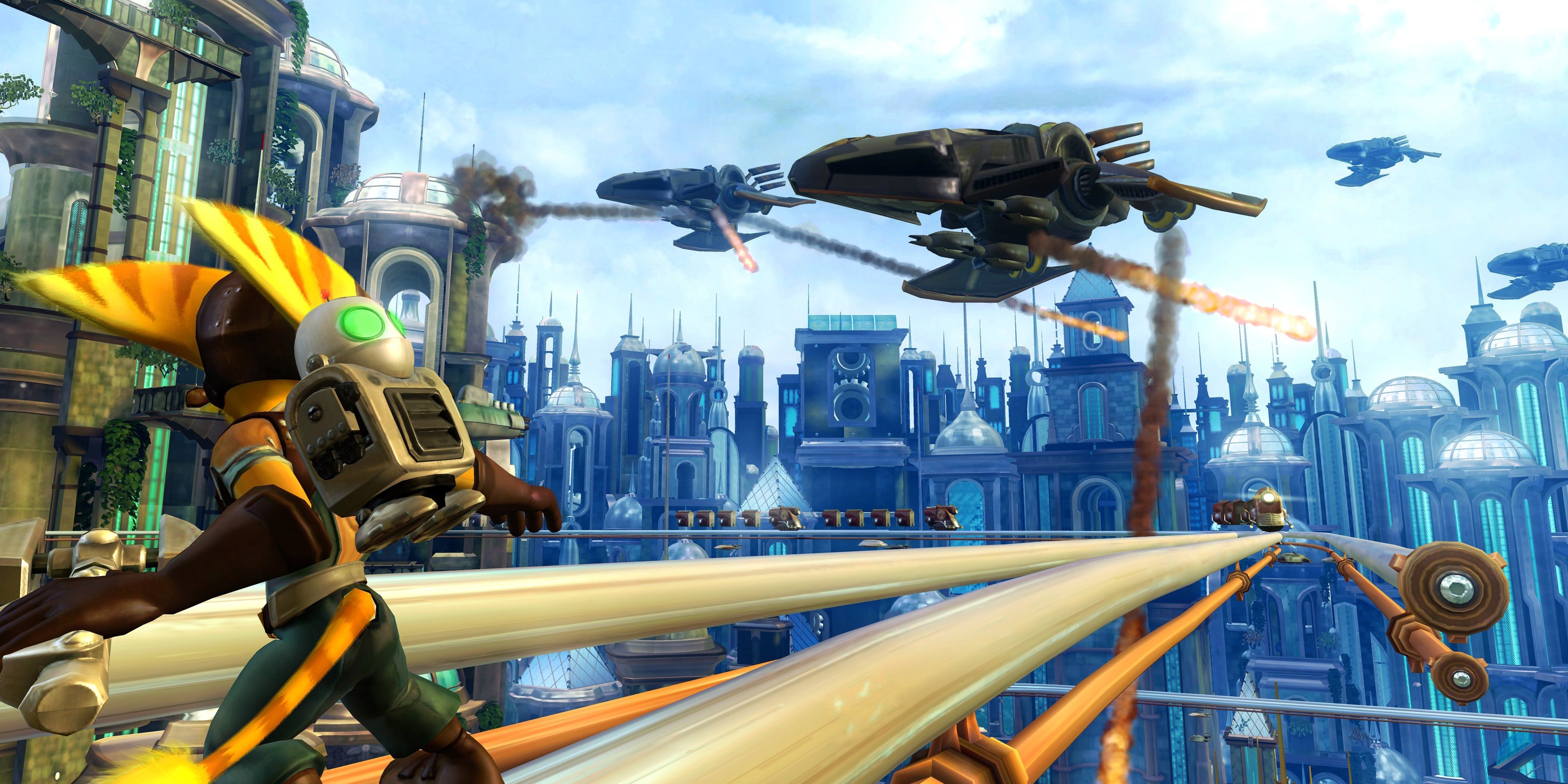 video Games, Screenshots, Ratchet  And  Clank, Airships, City, Ratchet  And  Clank Future: Tools Of Destruction Wallpaper