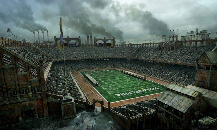stadium, Concept Art, Video Games, Smoke, Philadelphia, Industrial, Sports, American Football HD Wallpaper Desktop Background