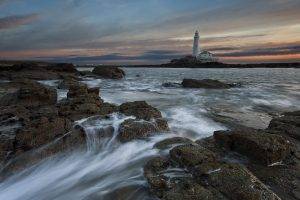 landscape, Water, Lighthouse, Rock