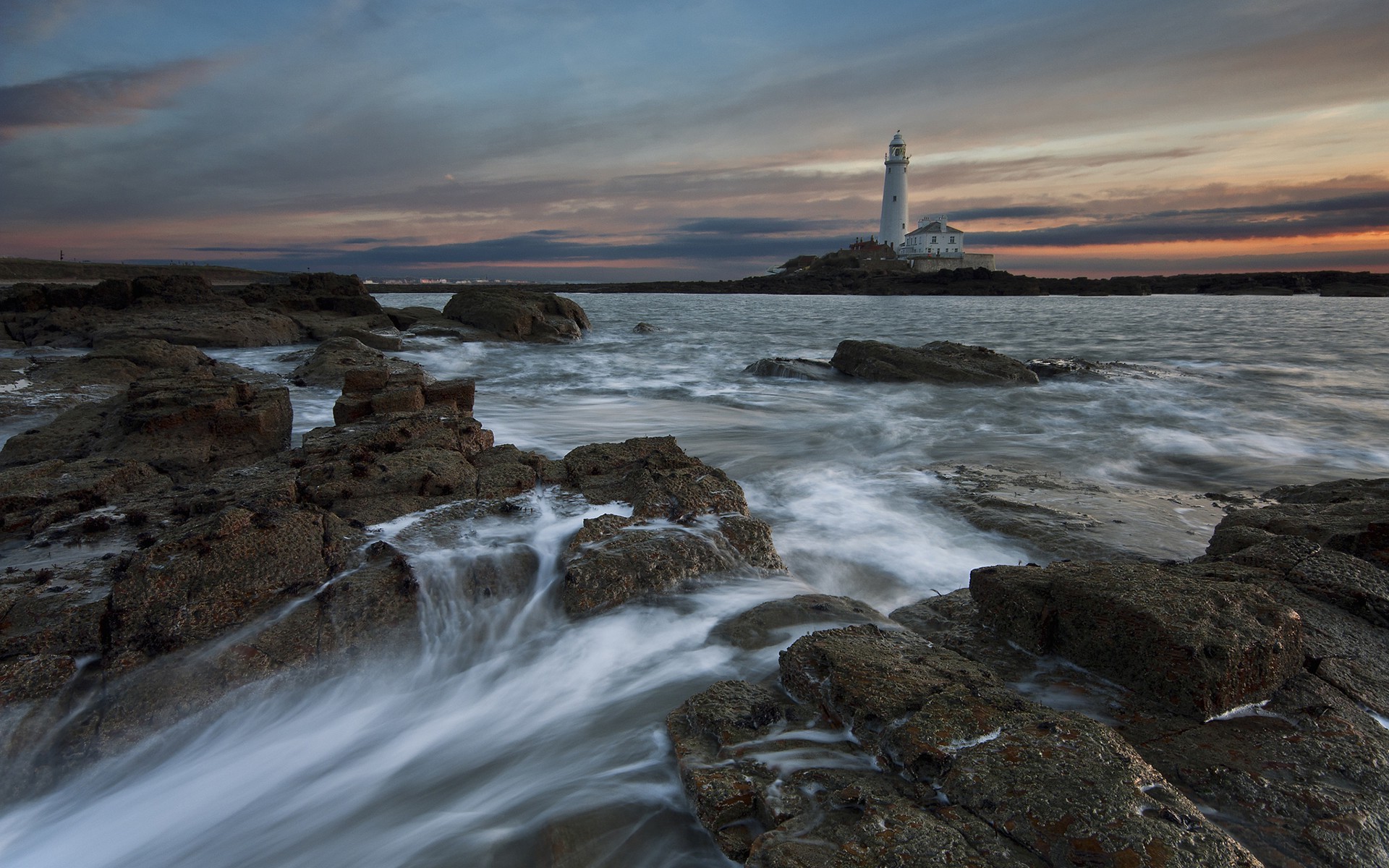 landscape, Water, Lighthouse, Rock Wallpaper