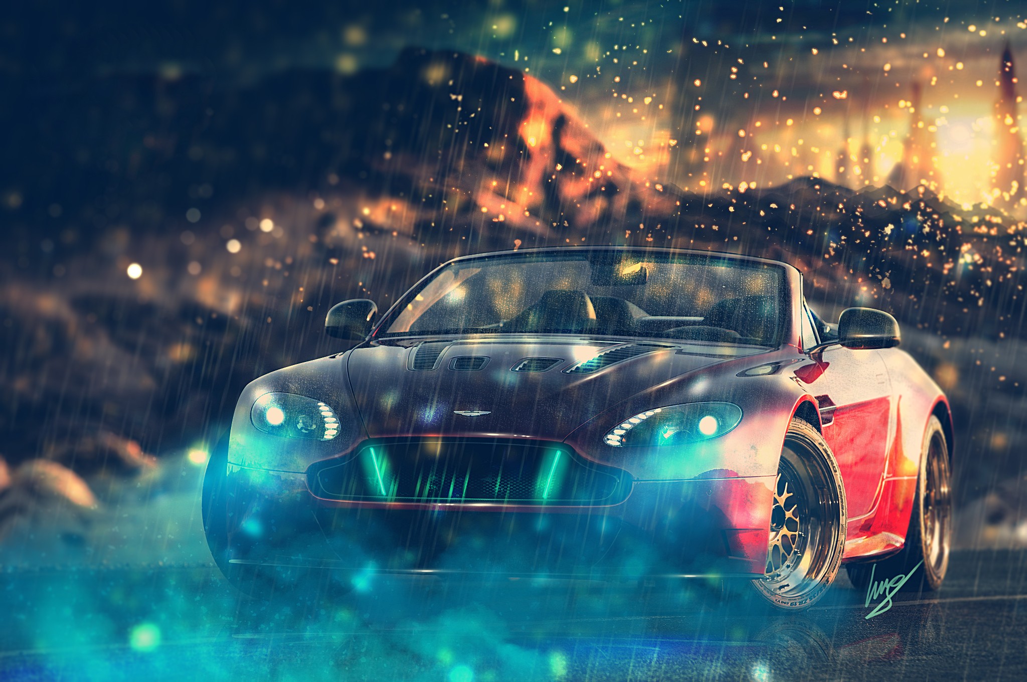 Aston Martin суперкар ночь город бесплатно