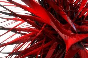 digital Art, Abstract, 3D, Red, Render, Reflection, White Background