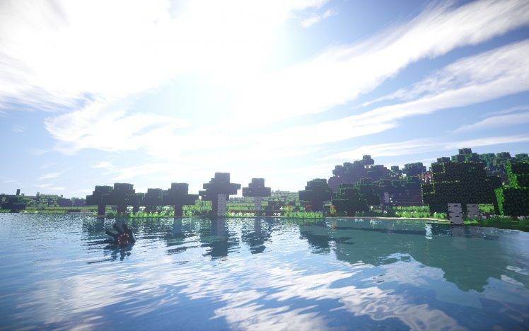 Minecraft, Render, Screenshots, Lake HD Wallpaper Desktop Background