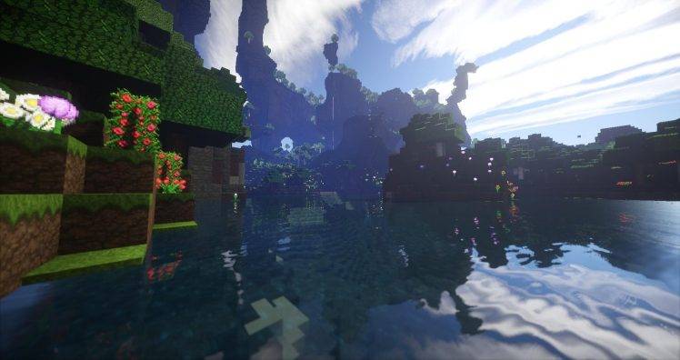 Minecraft, Render, Screenshots, Lake, Reflection HD Wallpaper Desktop Background