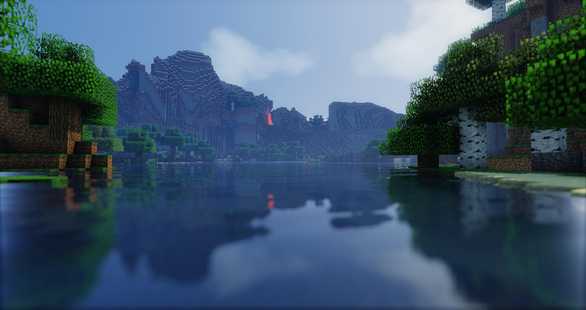 Minecraft, Render, Screenshots, Lake, Lava Wallpapers HD / Desktop and