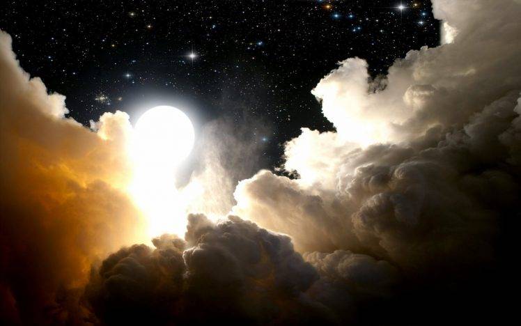 space, Stars, Clouds, Moon, Night HD Wallpaper Desktop Background