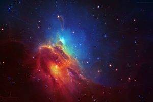 space, Nebula, Stars, Space Art, Colorful, Red, Blue, TylerCreatesWorlds