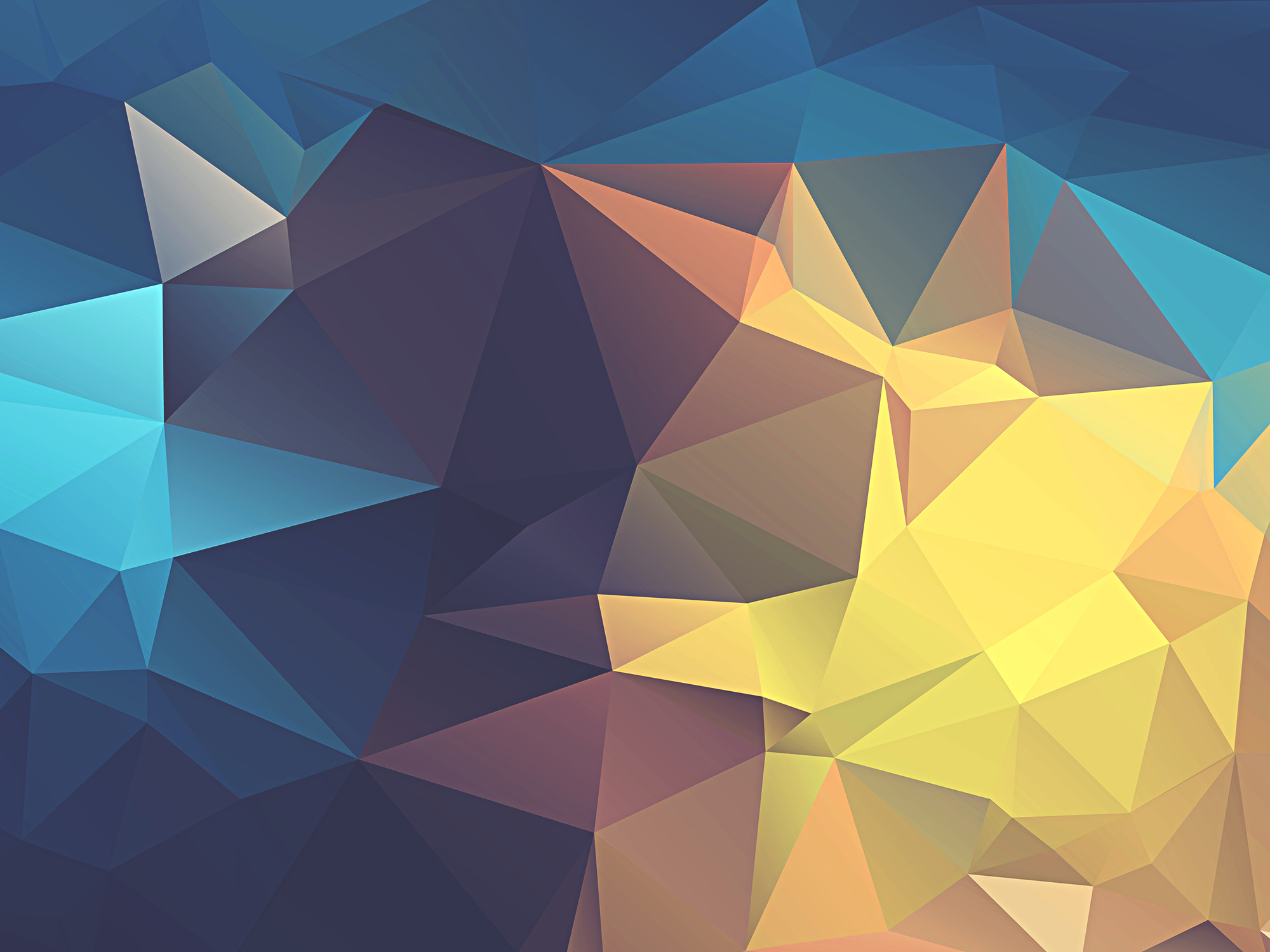 minimalism, Abstract, Low Poly, Geometry, Yellow, Blue, Digital Art