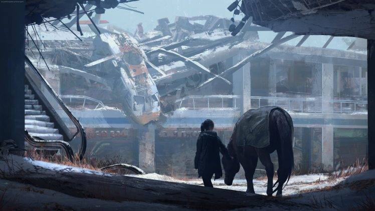 The Last Of Us, Video Games, Ruin, Concept Art, Apocalyptic, Artwork, Horse, Digital Art HD Wallpaper Desktop Background